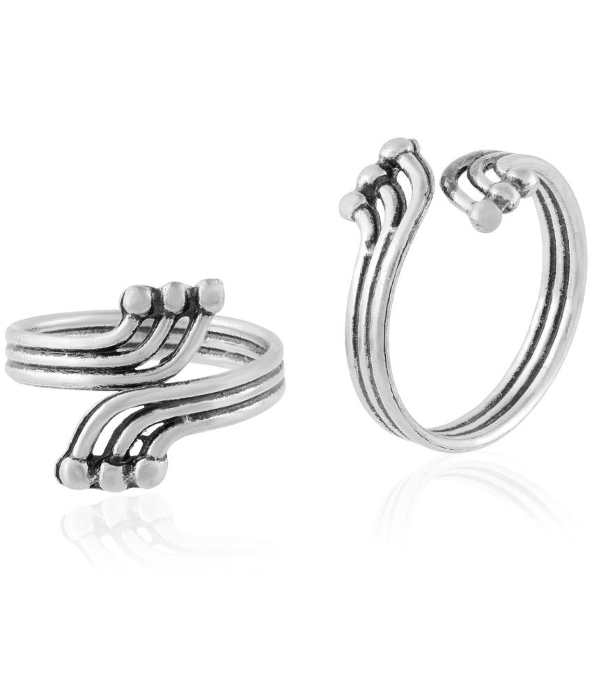     			ADMIER Silver Toe Rings ( Pack of 2 )