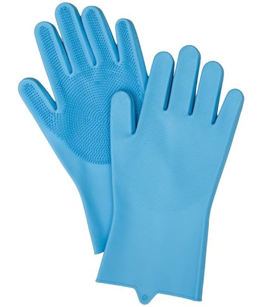     			Gjshop Blue Silicone Free Size Cleaning Glove Set ( Pack of 1 )