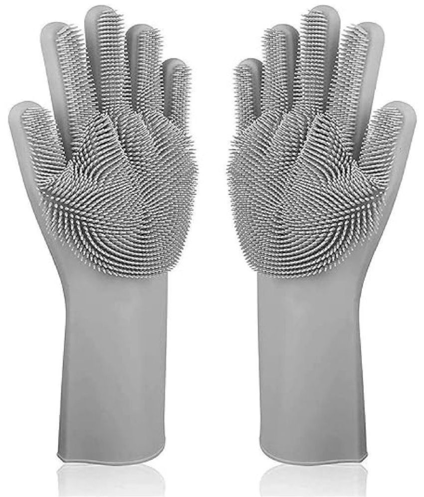     			Gjshop Dark Grey Silicone Free Size Cleaning Glove Set ( Pack of 1 )