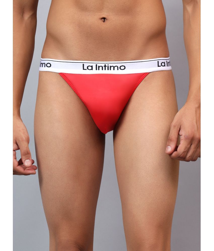     			La Intimo Pack of 1 Nylon Thongs For Men's ( Red )