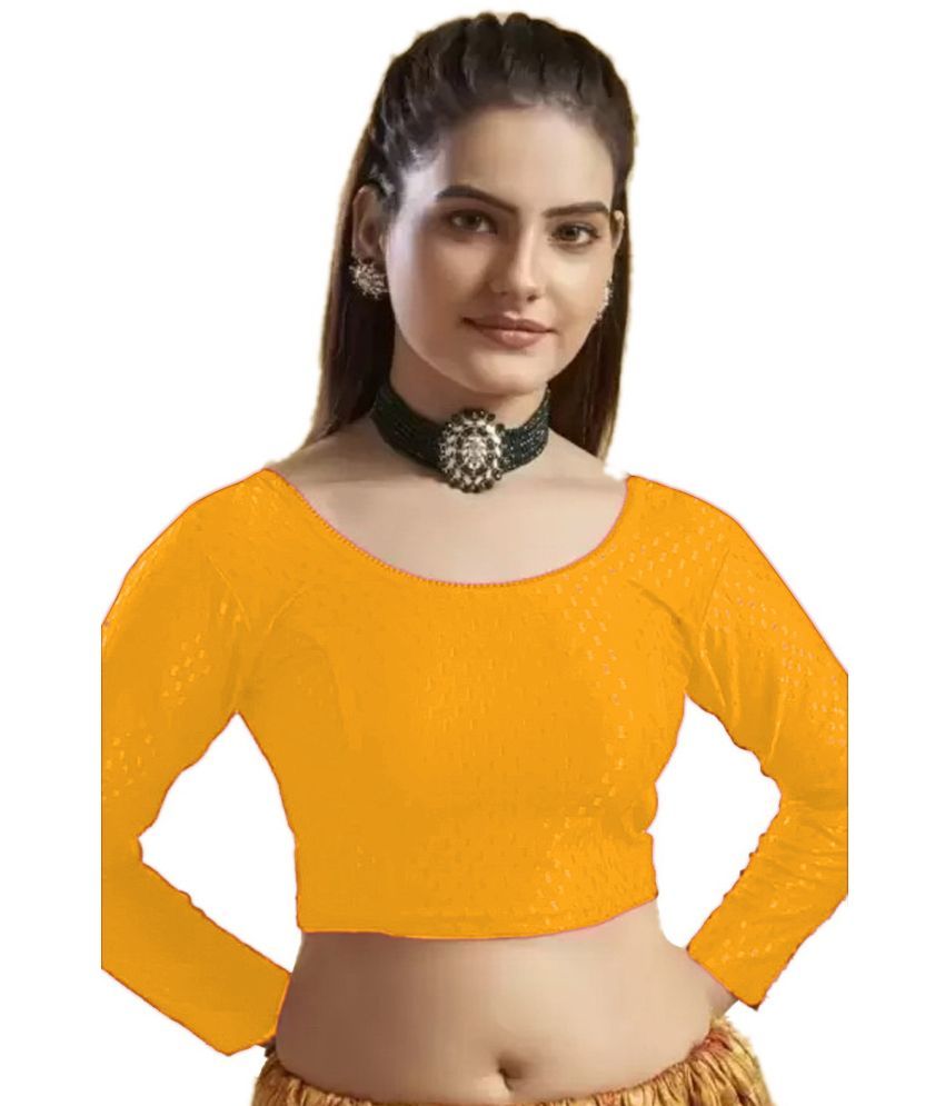     			Laadli Yellow Readymade without Pad Cotton Blend Women's Blouse ( Pack of 1 )