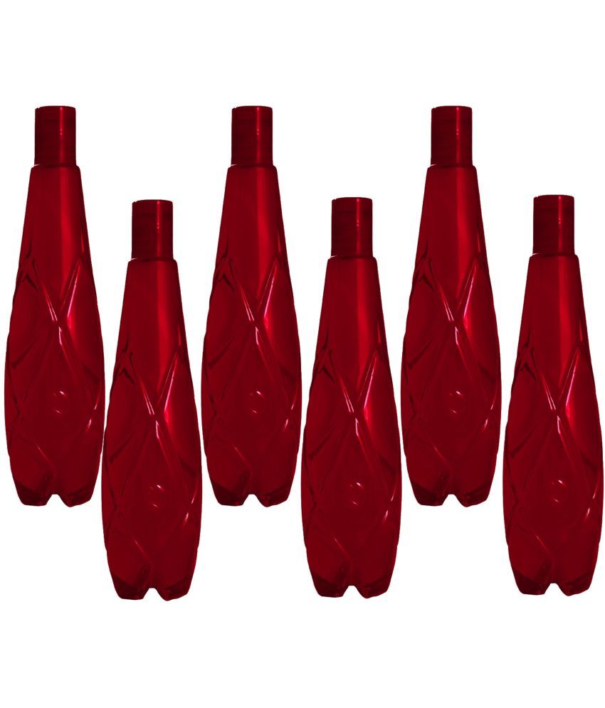     			Stysol Fridge Water Bottel Red Plastic Fridge Water Bottle 1000 mL ( Set of 6 )