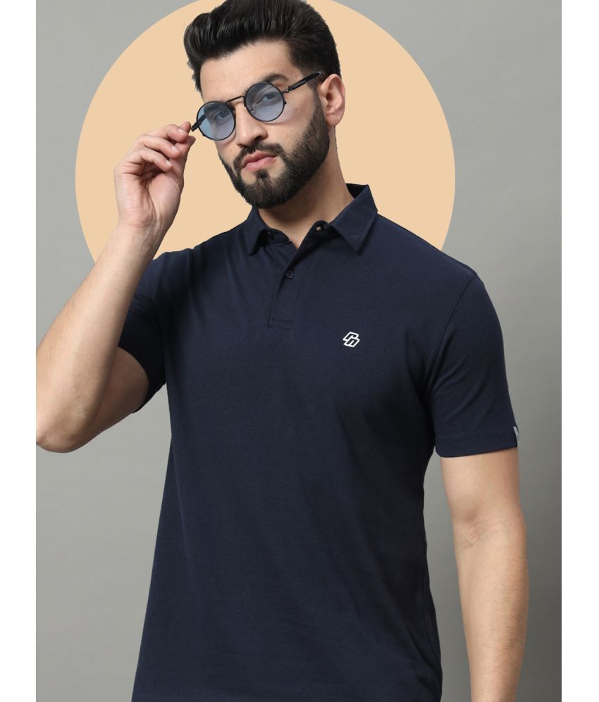     			renuovo Pack of 1 Cotton Blend Regular Fit Solid Half Sleeves Men's Polo T Shirt ( Navy Blue )