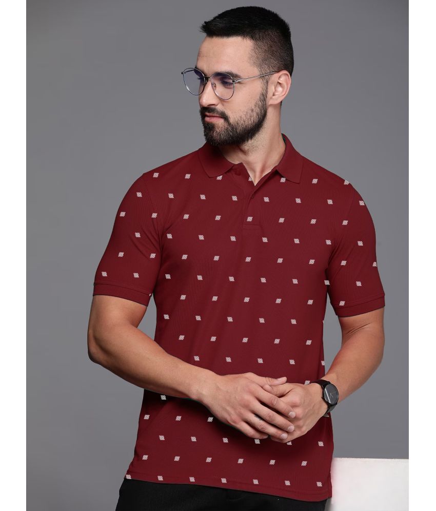     			ADORATE Pack of 1 Cotton Blend Regular Fit Printed Half Sleeves Men's Polo T Shirt ( Maroon )