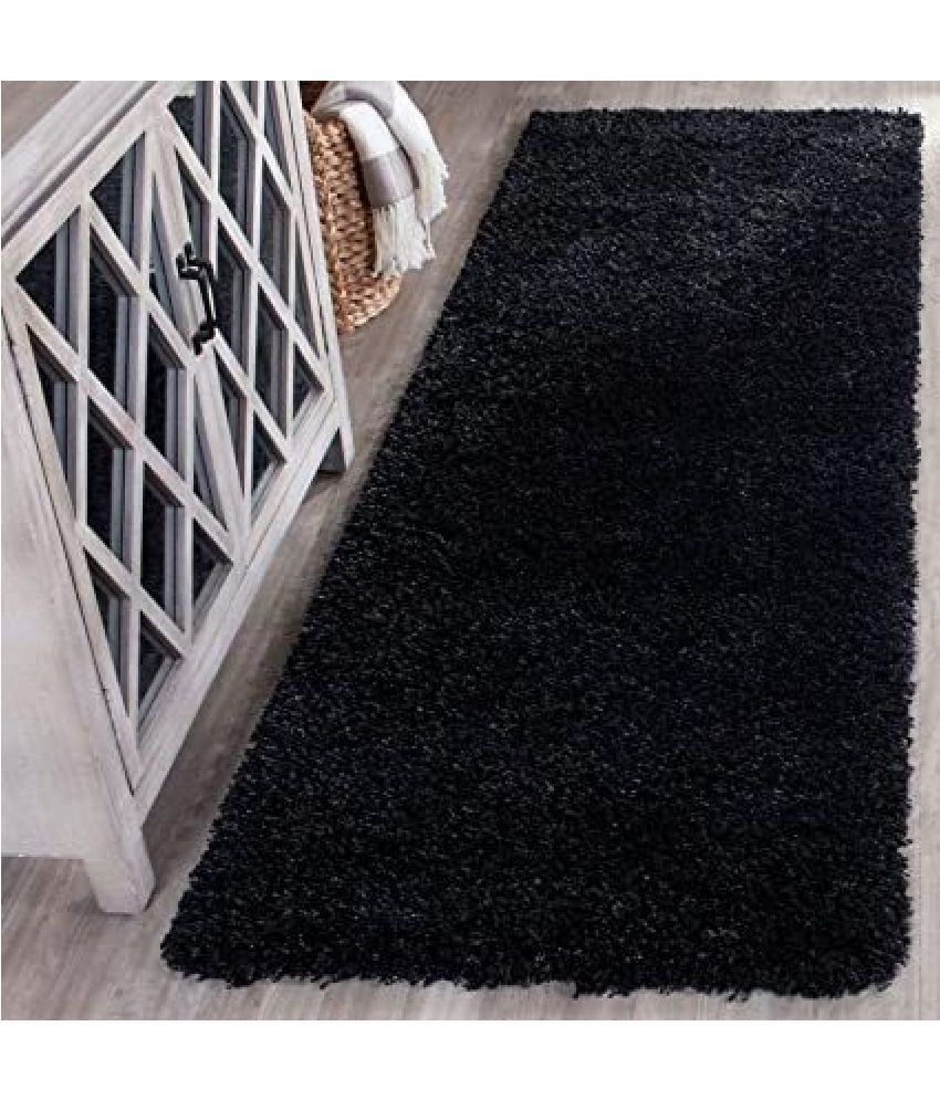     			ANABIA CARPET Black Polyester Carpet Plain 2x6 Ft