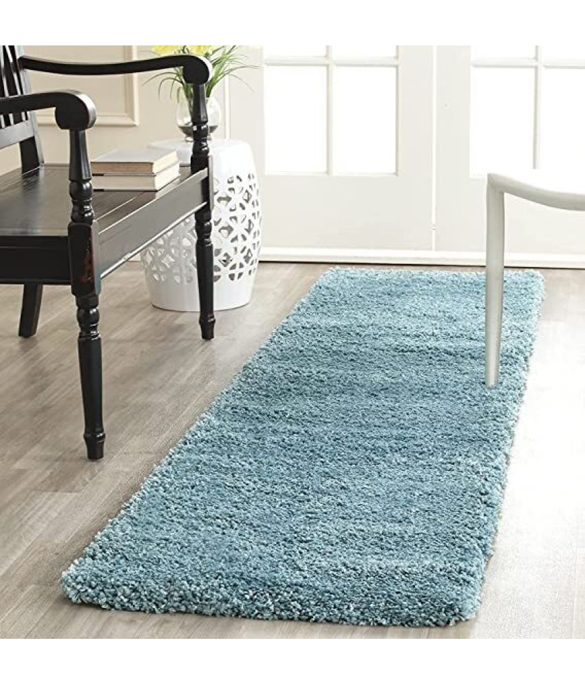     			ANABIA CARPET Green Polyester Carpet Plain 2x6 Ft