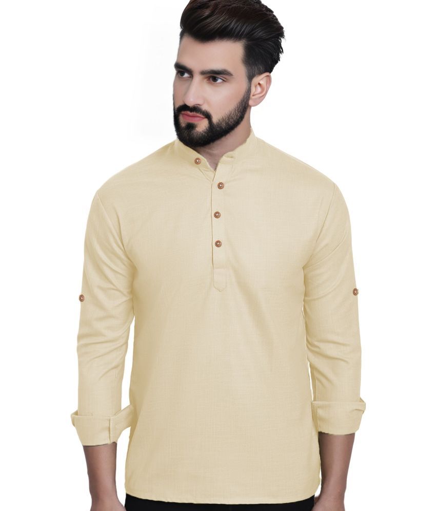     			Apektra Beige Cotton Blend Men's Shirt Style Kurta ( Pack of 1 )