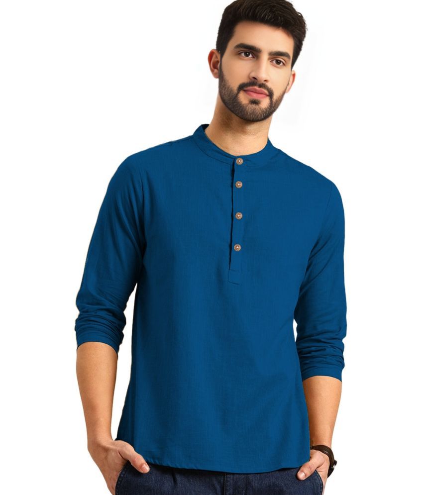     			Apektra Blue Cotton Blend Men's Shirt Style Kurta ( Pack of 1 )