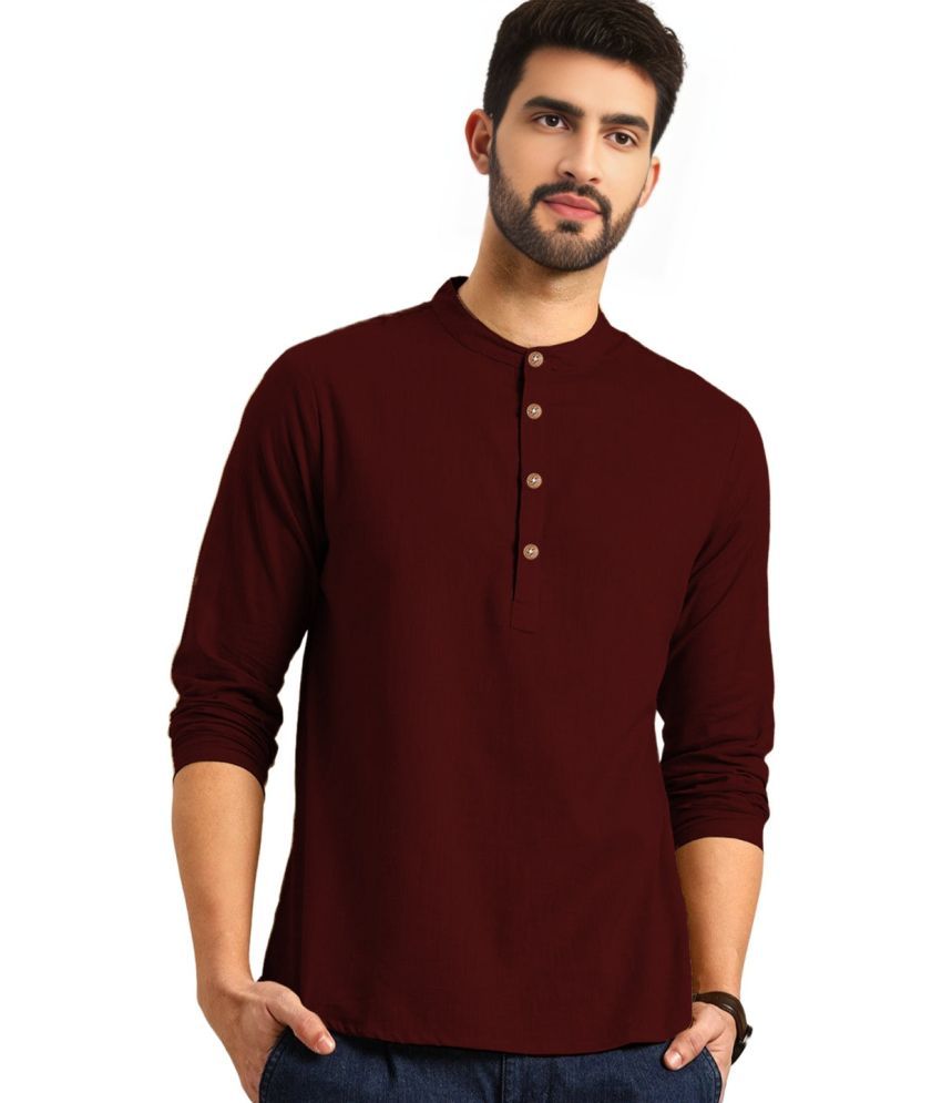     			Apektra Maroon Cotton Blend Men's Shirt Style Kurta ( Pack of 1 )