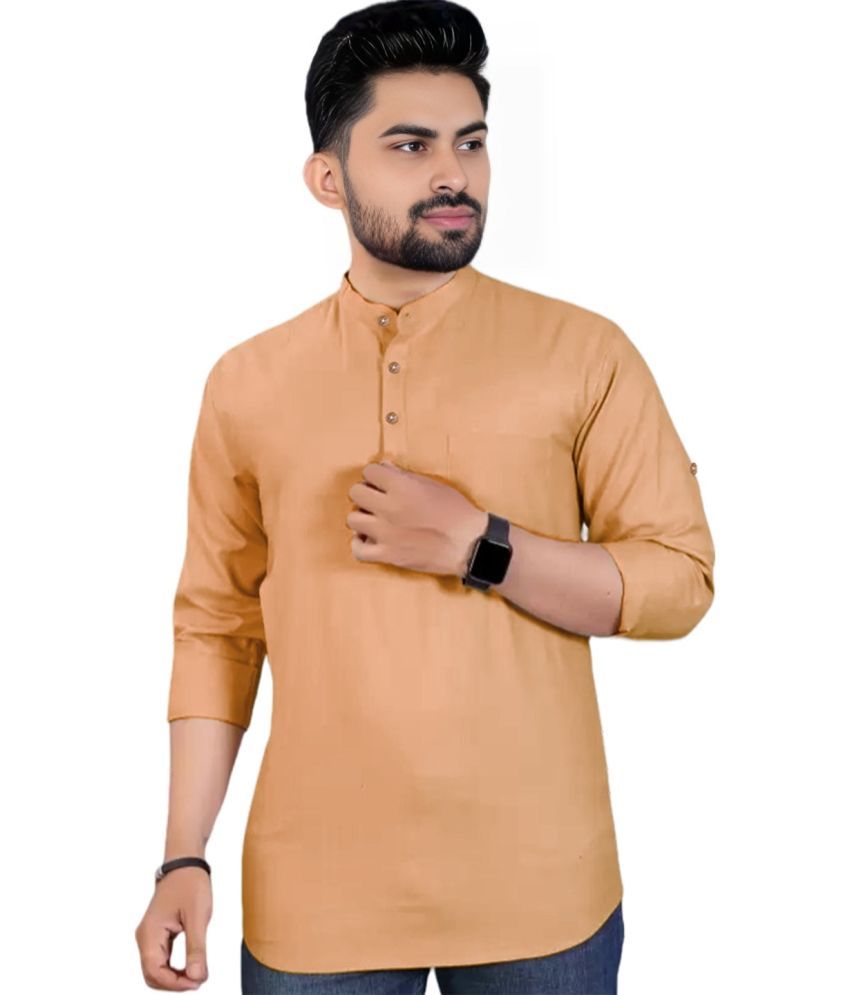     			Apektra Orange Cotton Blend Men's Shirt Style Kurta ( Pack of 1 )