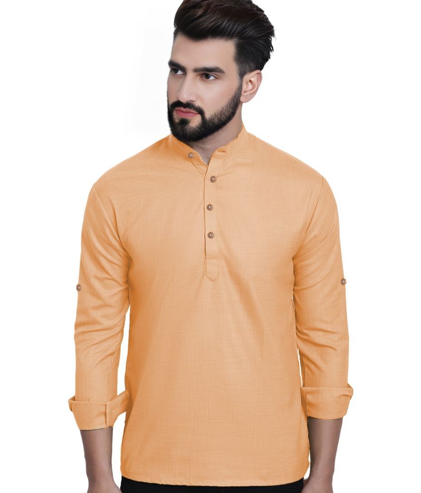     			Apektra Orange Cotton Blend Men's Shirt Style Kurta ( Pack of 1 )