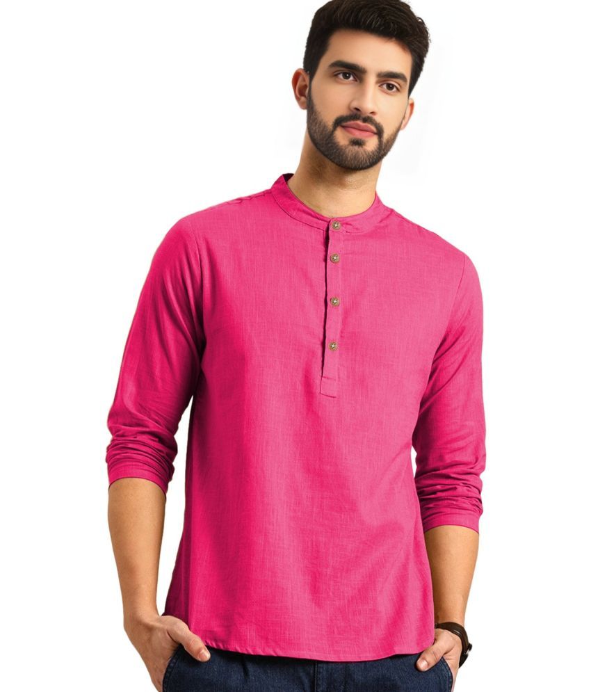     			Apektra Pink Cotton Blend Men's Shirt Style Kurta ( Pack of 1 )