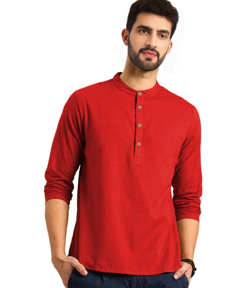     			Apektra Red Cotton Blend Men's Shirt Style Kurta ( Pack of 1 )