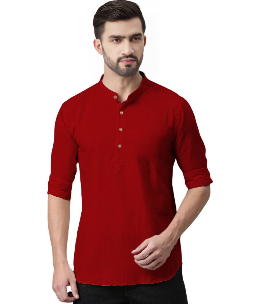     			Apektra Red Cotton Blend Men's Shirt Style Kurta ( Pack of 1 )