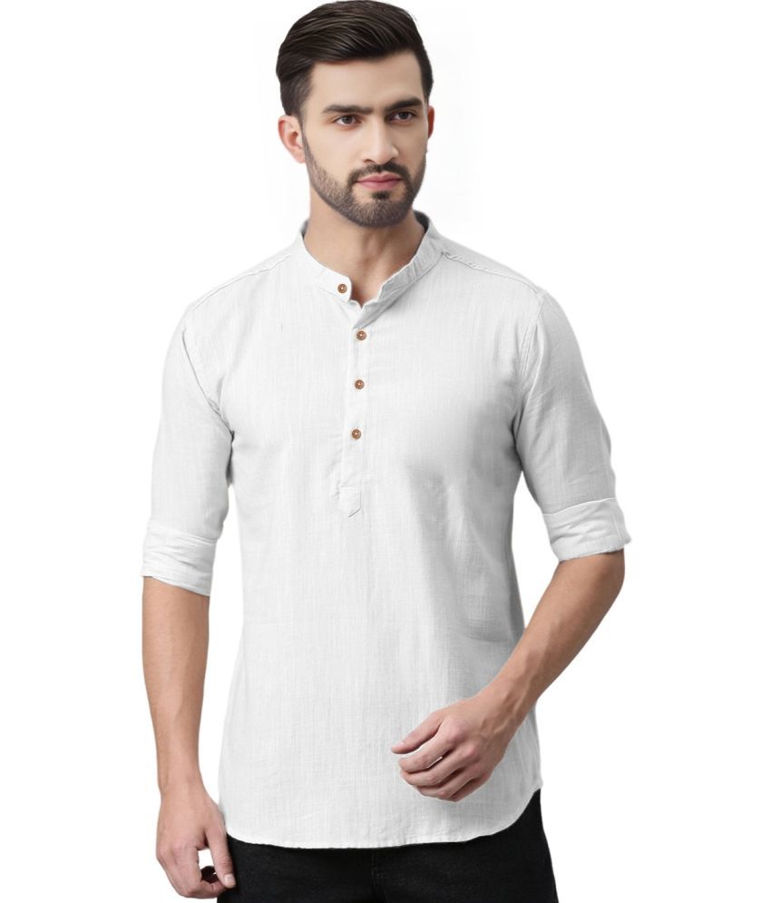     			Apektra White Cotton Blend Men's Shirt Style Kurta ( Pack of 1 )