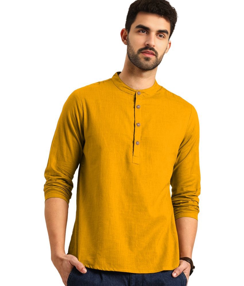     			Apektra Yellow Cotton Blend Men's Shirt Style Kurta ( Pack of 1 )