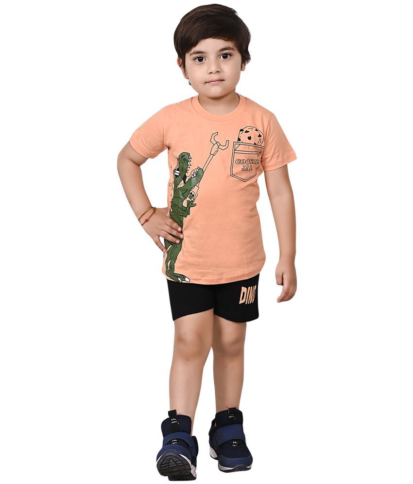     			CUSHEE Pack of 1 Unisex Cotton T-Shirts & Shorts Set ( Orange )