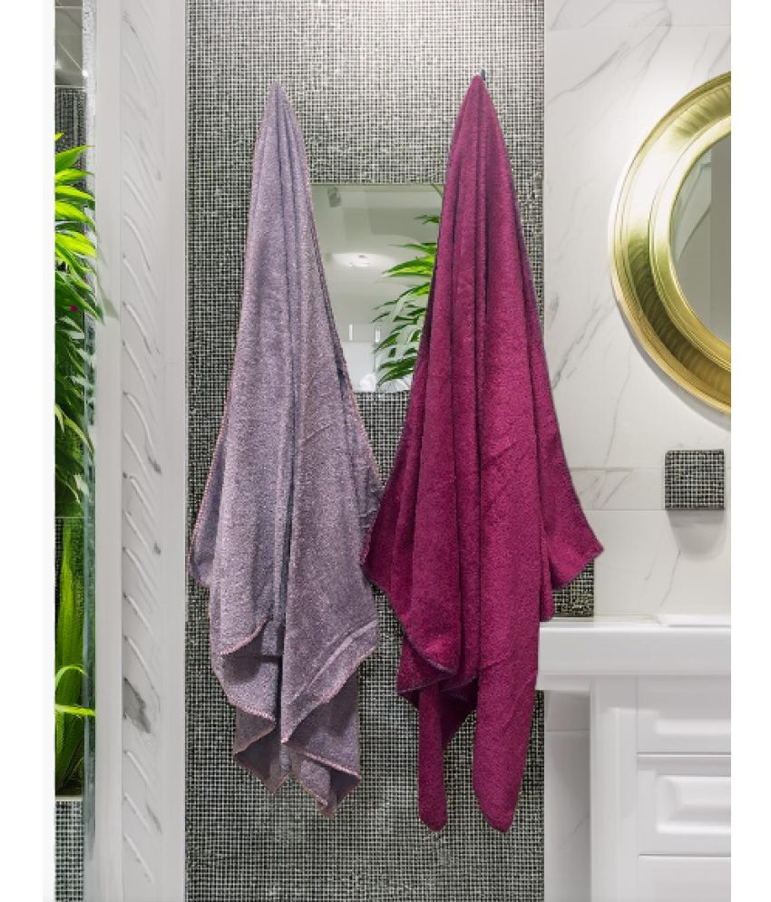     			Finesse Decor Pack of 2 Microfibre 325 -GSM Bath Towel ( Magenta )