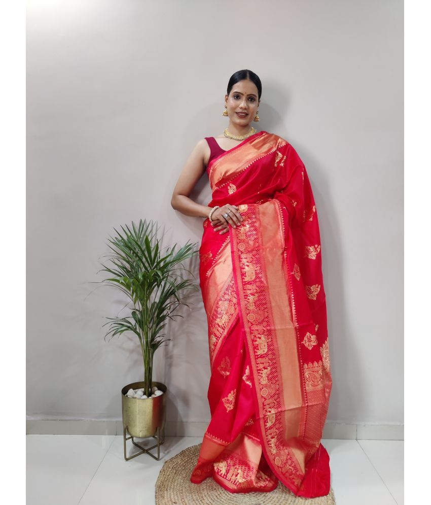     			KV Fashion Banarasi Silk Embellished Saree With Blouse Piece ( Red , Pack of 1 )