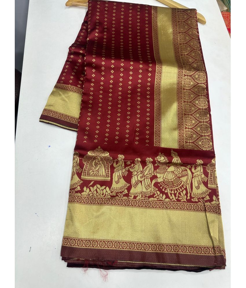     			KV Fashion Silk Blend Solid Saree With Blouse Piece ( Maroon , Pack of 1 )