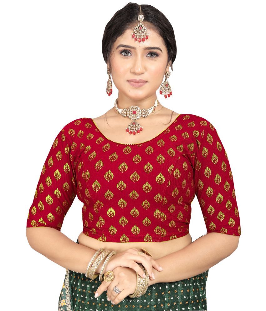     			Laadli Maroon Readymade without Pad Jacquard Women's Blouse ( Pack of 1 )