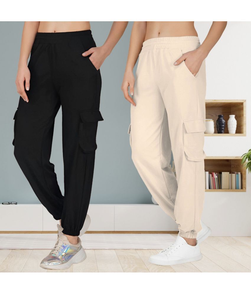     			Lecowar Pack of 2 Polyester Regular Women's Joggers ( Cream )