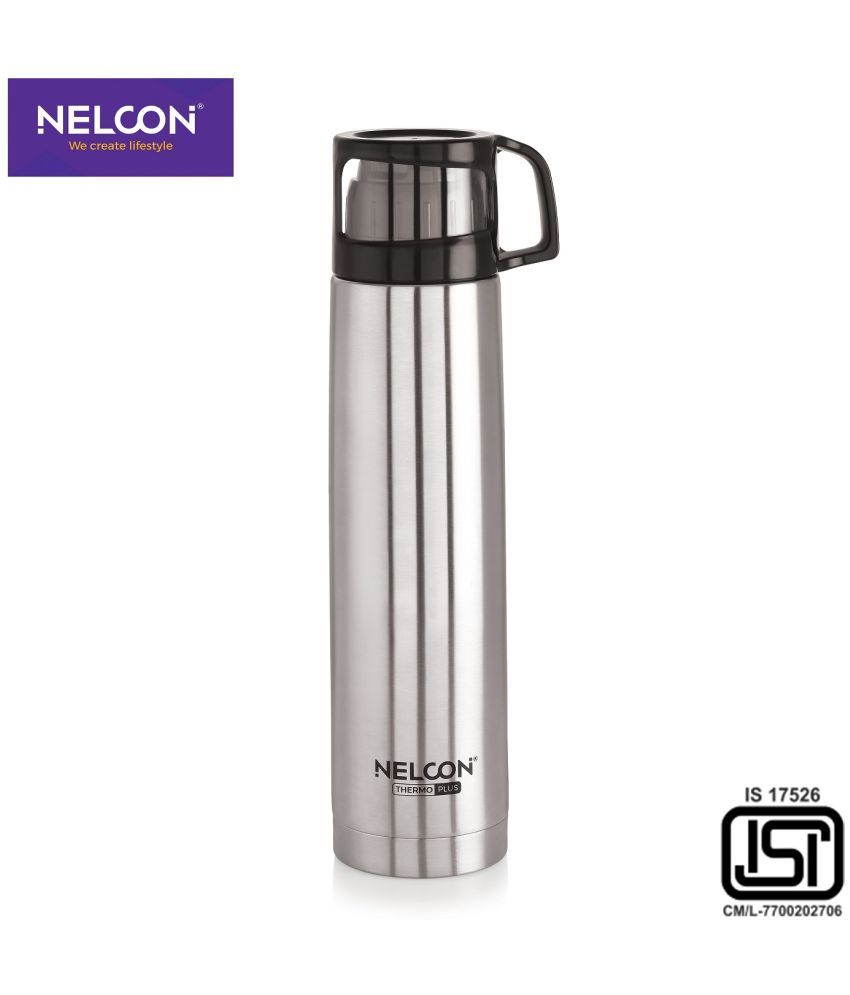     			Nelcon 500ML Classy Silver Stainless Steel Water Bottle 500 mL ( Set of 1 )