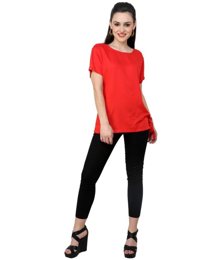     			Pannkh Red Rayon Women's Regular Top ( Pack of 1 )