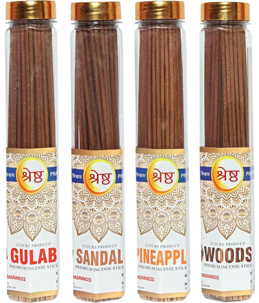     			SHRESHTHA Incense Dhoop Sticks Rose,Pineapple,Pure Sandal,Woods 30 gm ( Pack of 4 )