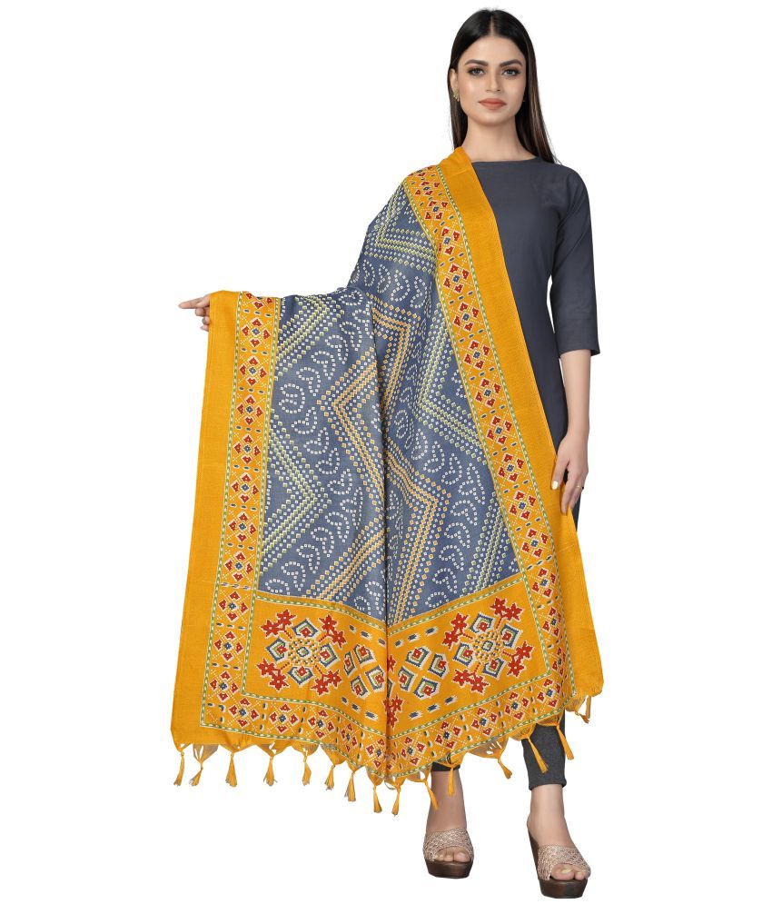     			Sidhidata Gold Cotton Blend Women's Dupatta - ( Pack of 1 )