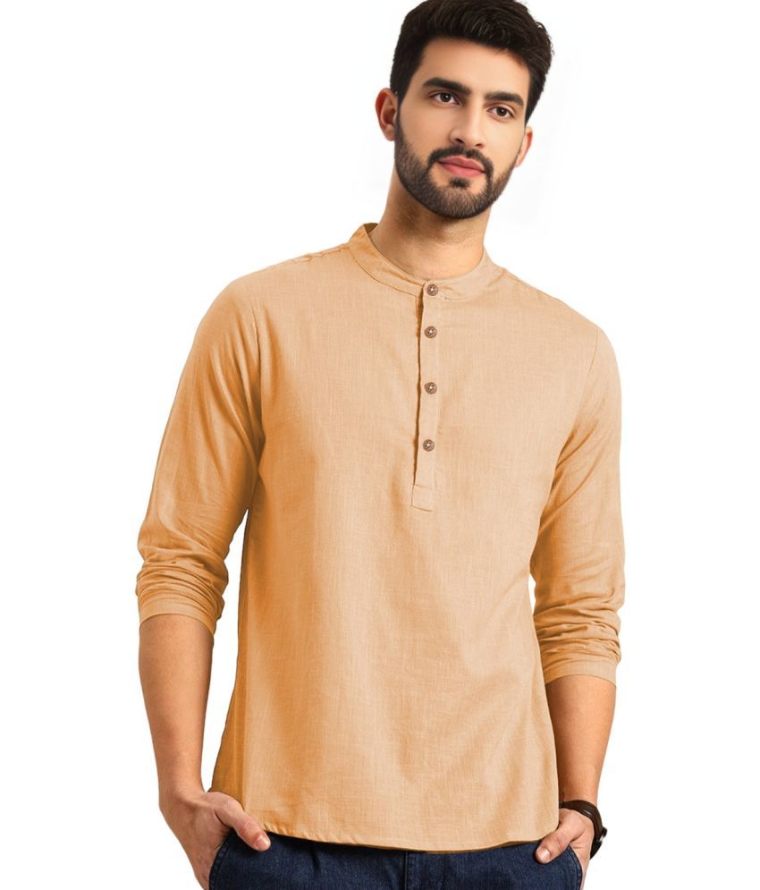     			Trendi Vastra Orange Cotton Blend Men's Shirt Style Kurta ( Pack of 1 )