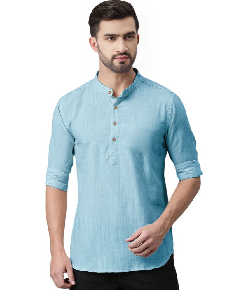     			Trendi Vastra Sky Blue Cotton Blend Men's Shirt Style Kurta ( Pack of 1 )