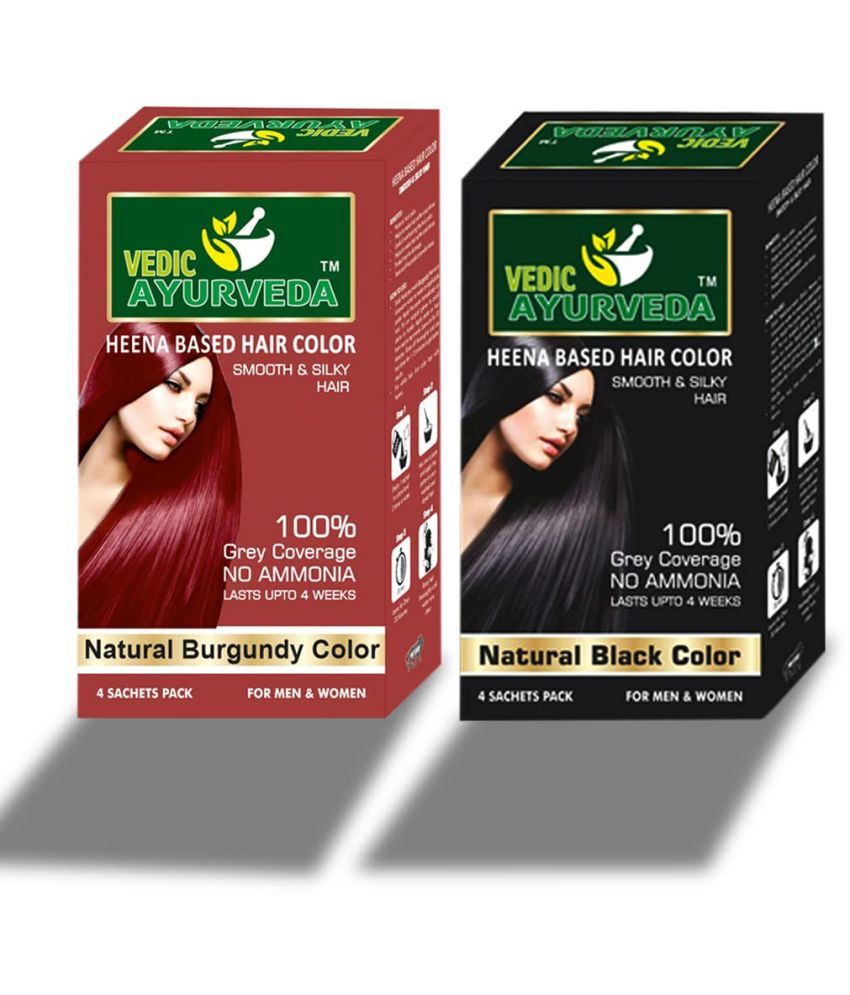     			Vedicayurvedas Natural Burgundy & Natural Black Hair Color Powder Combo Pack