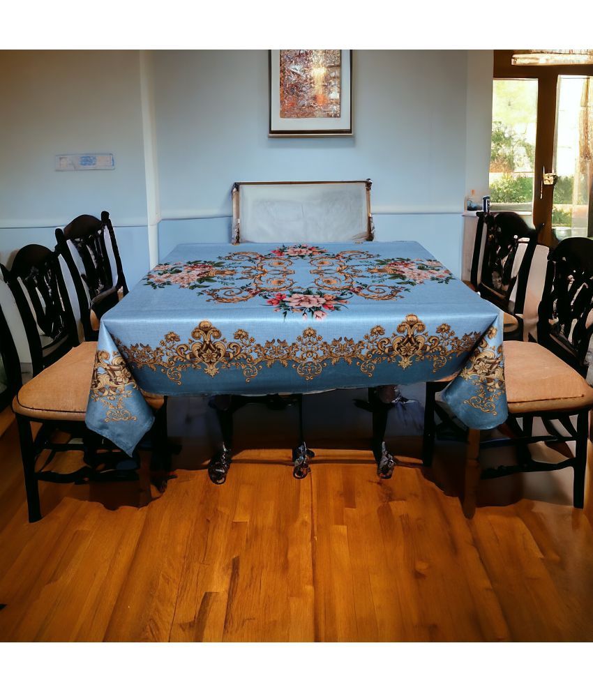     			mopak decor Printed Polyester 4 Seater Square Table Cover ( 137 x 91 ) cm Pack of 1 Blue