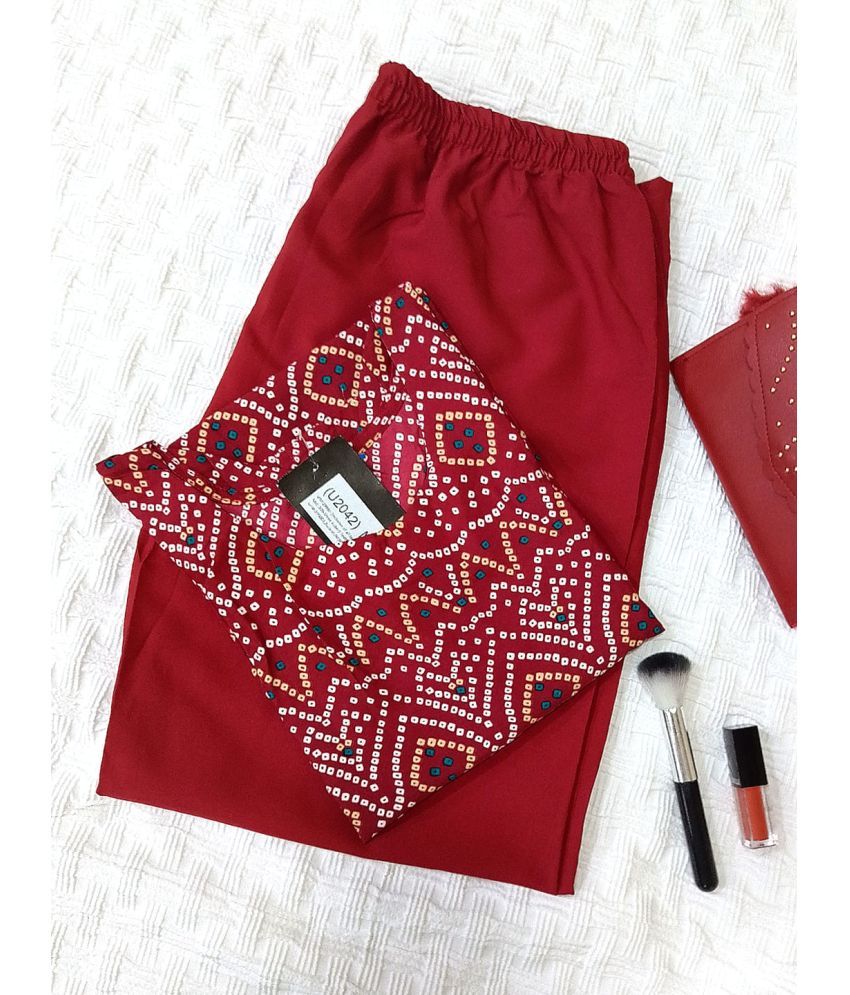     			Ethnicbasket Pack of 1 Crepe Printed Straight Women's Kurti - ( Maroon )