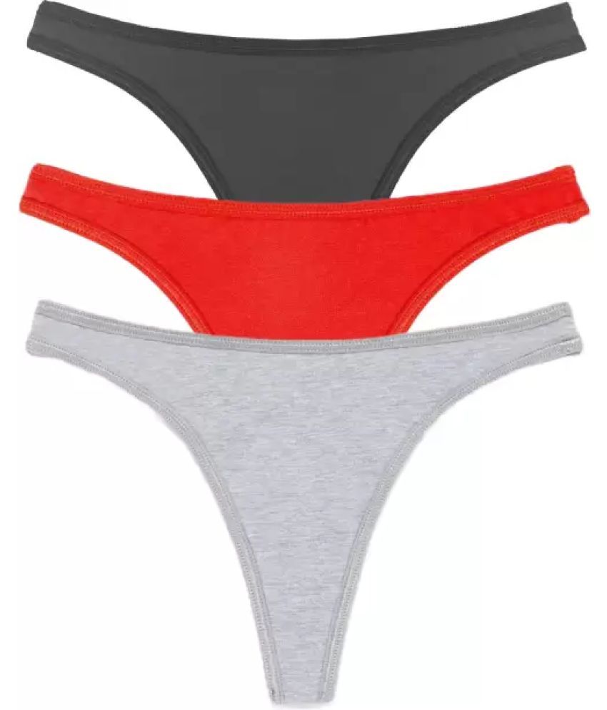     			Bebron Pack of 3 Cotton Lycra Thongs For Women ( Multicolor7 )