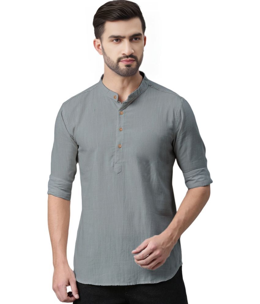     			DiAsh Grey Cotton Blend Men's Shirt Style Kurta ( Pack of 1 )