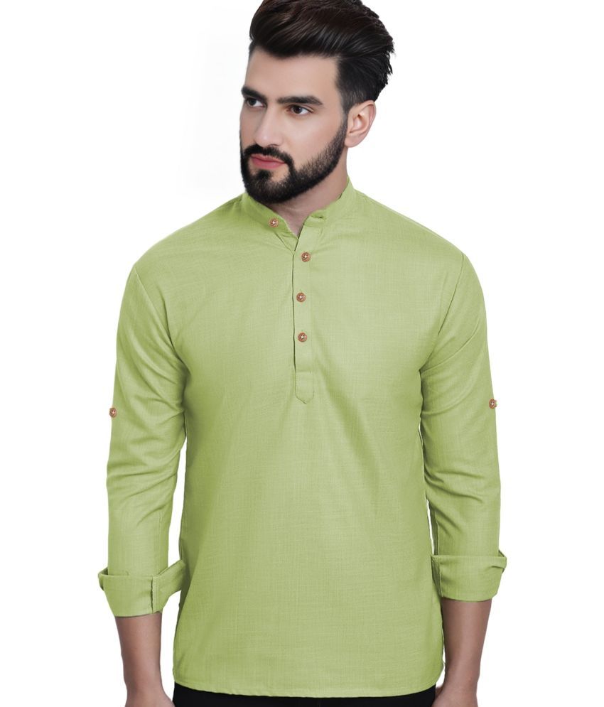     			DiAsh Sea Green Cotton Blend Men's Shirt Style Kurta ( Pack of 1 )