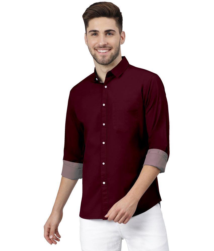     			HASINI FASHION Cotton Blend Regular Fit Full Sleeves Men's Formal Shirt - Maroon ( Pack of 1 )