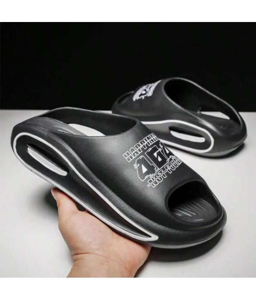     			HASTEN Black Men's Slide Flip Flop