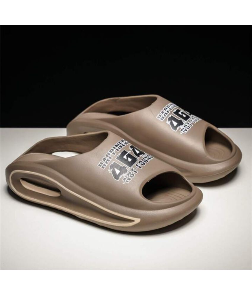     			HASTEN Tan Men's Slide Flip Flop