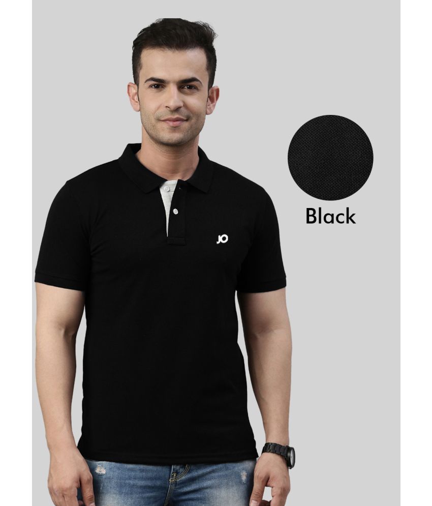     			Joven Pack of 1 Cotton Blend Regular Fit Solid Half Sleeves Men's Polo T Shirt ( Black )