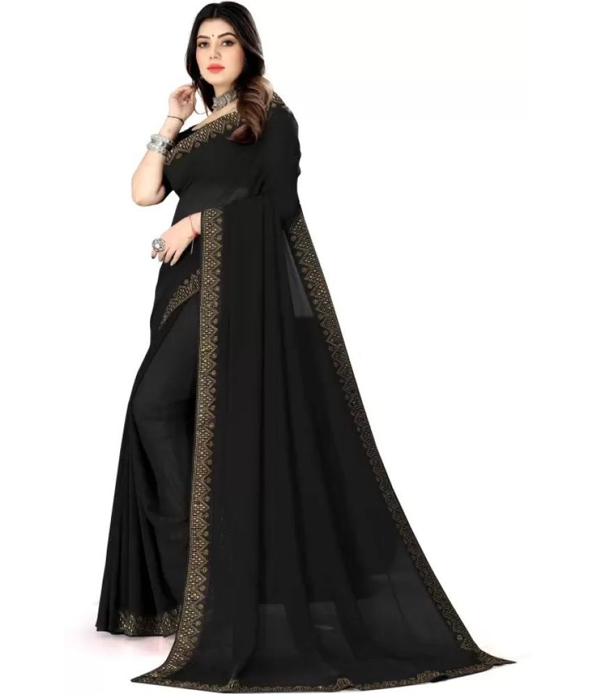     			Suntex Georgette Embellished Saree With Blouse Piece ( Black , Pack of 1 )