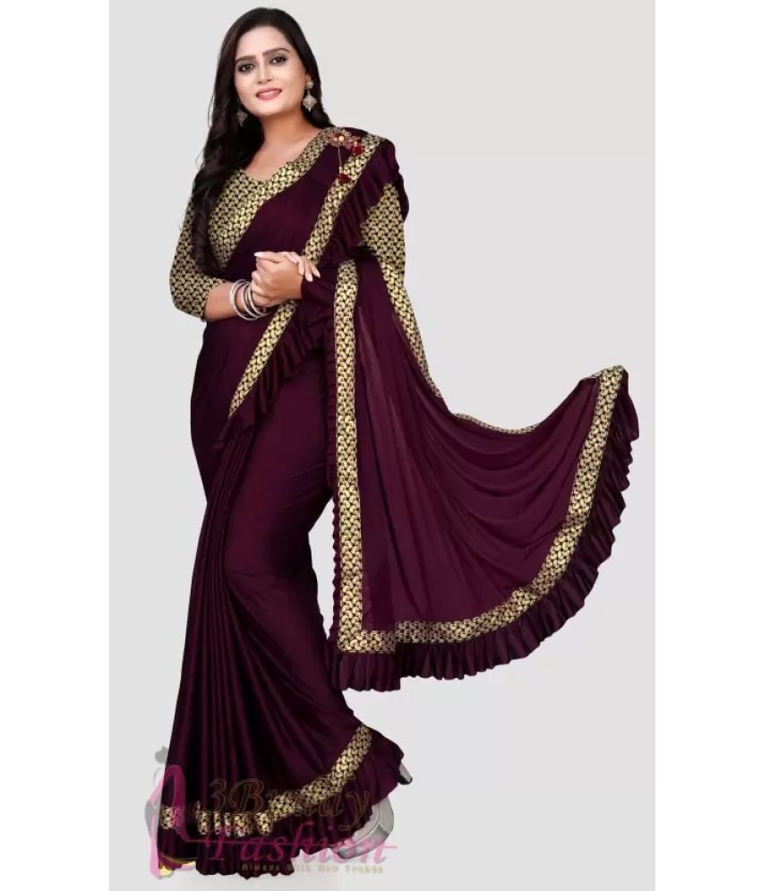     			Suntex Lycra Self Design Saree With Blouse Piece ( Wine , Pack of 1 )