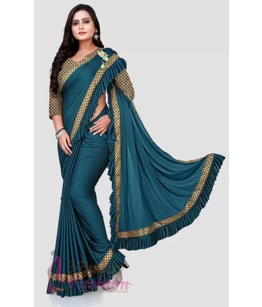     			Suntex Lycra Self Design Saree With Blouse Piece ( Rama , Pack of 1 )