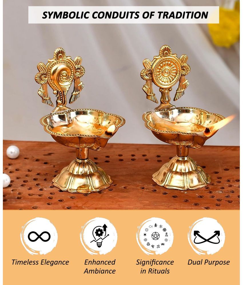     			T-KA108 Brass Akhand Diya - Pack of 2