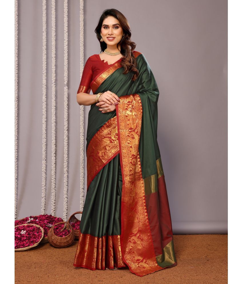     			Vastukala Art Silk Embroidered Saree With Blouse Piece ( Green , Pack of 1 )