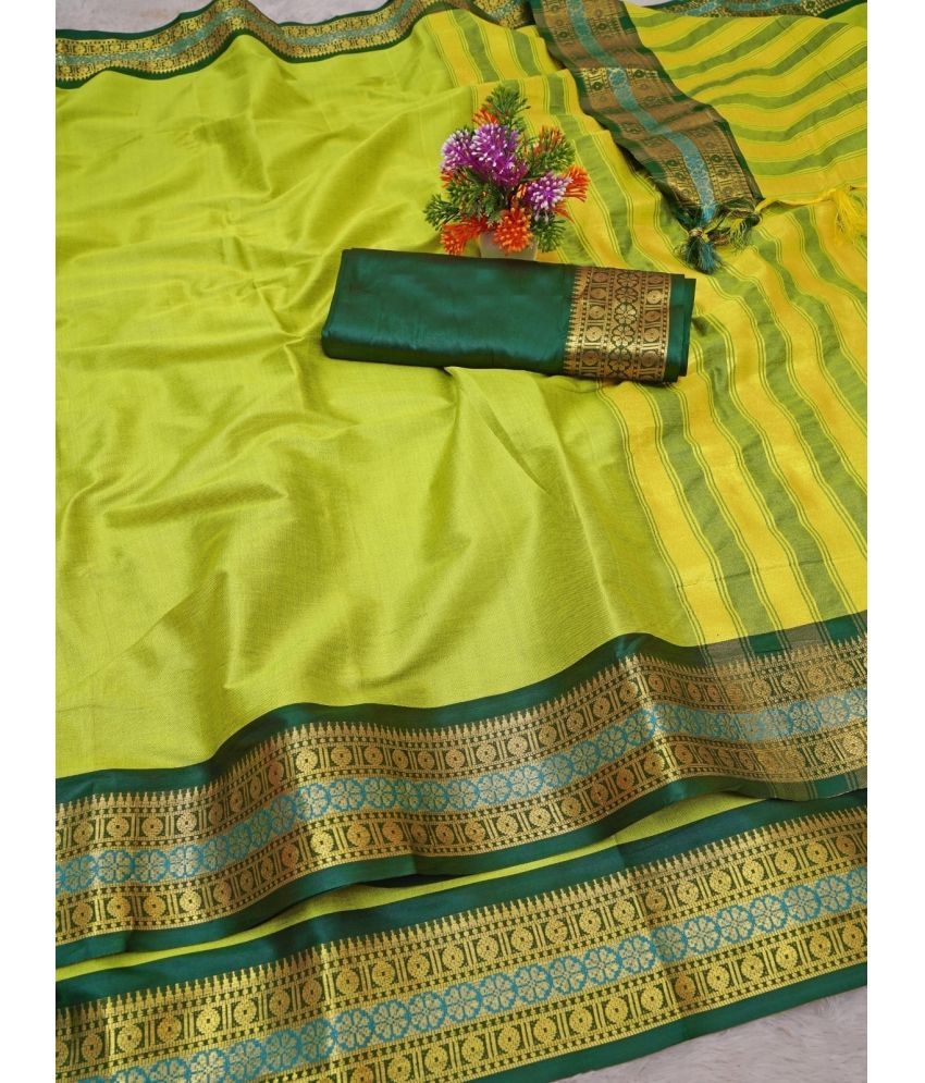     			Vastukala Art Silk Embroidered Saree With Blouse Piece ( Yellow , Pack of 1 )