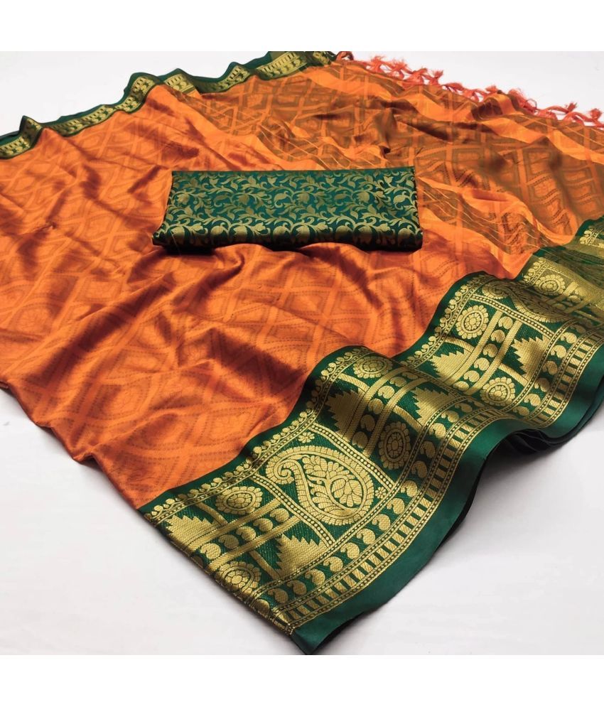     			Vastukala Art Silk Embroidered Saree With Blouse Piece ( Orange , Pack of 1 )