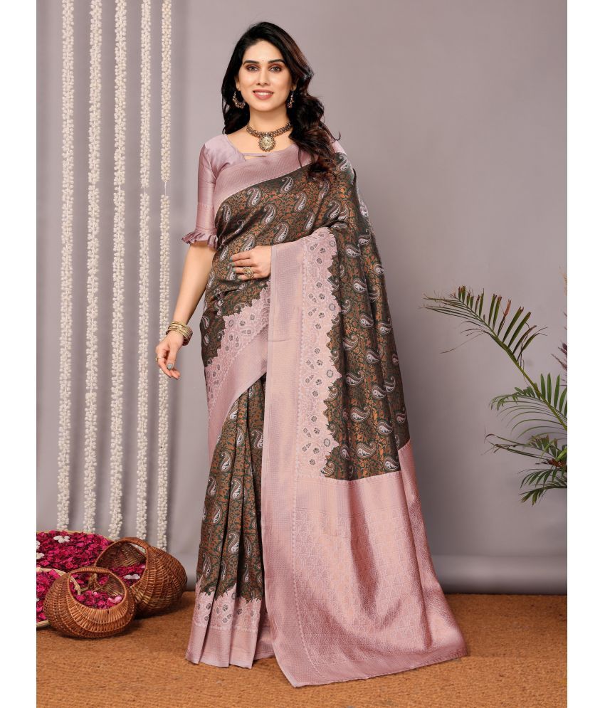     			Vastukala Silk Embroidered Saree With Blouse Piece ( Pink , Pack of 1 )